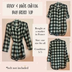 Black & white long belted top